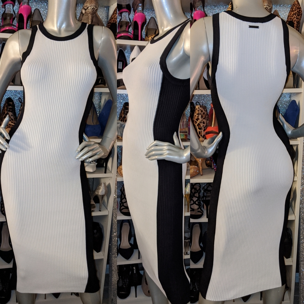 Michael Kors black & White knit dress MIDI XS